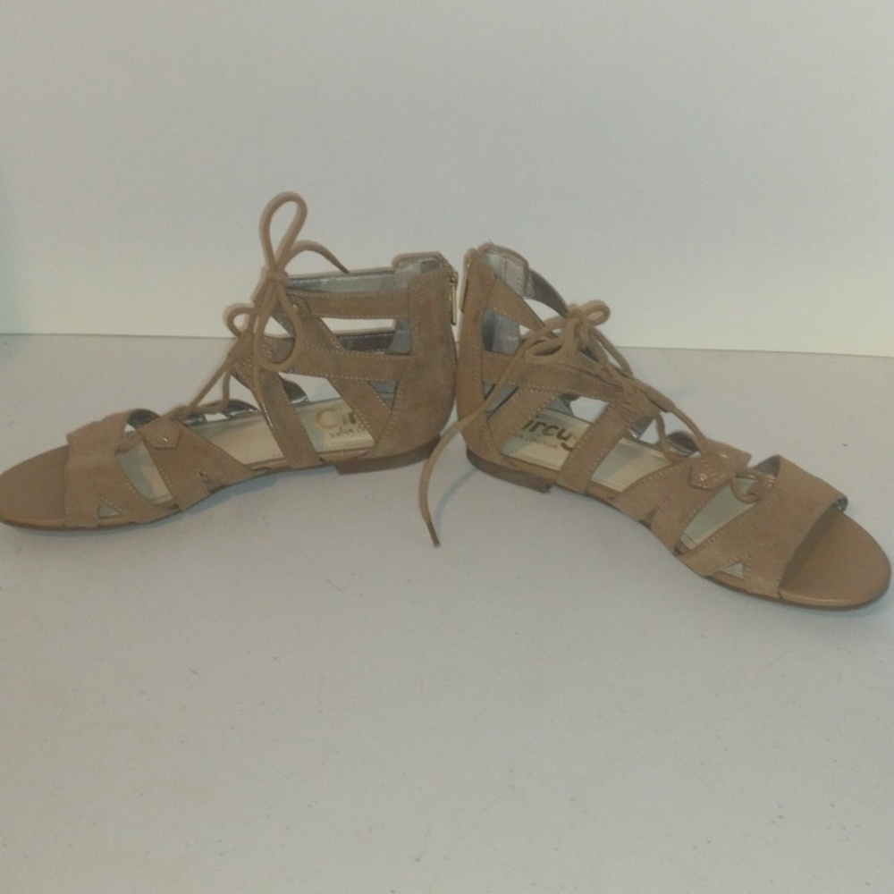 Sam Edelman Circus Womens Brown Hagen Lace Up Gladiator Sandals Zip Back 8.5